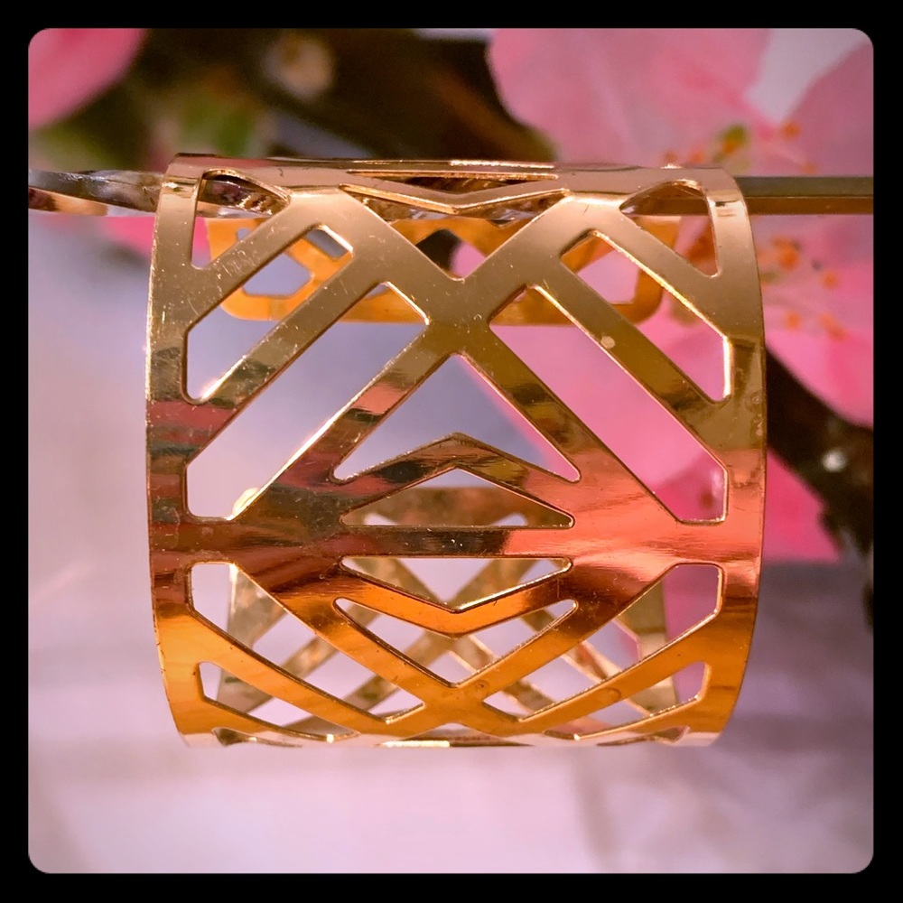 Brass open geometric design cuff bracelet